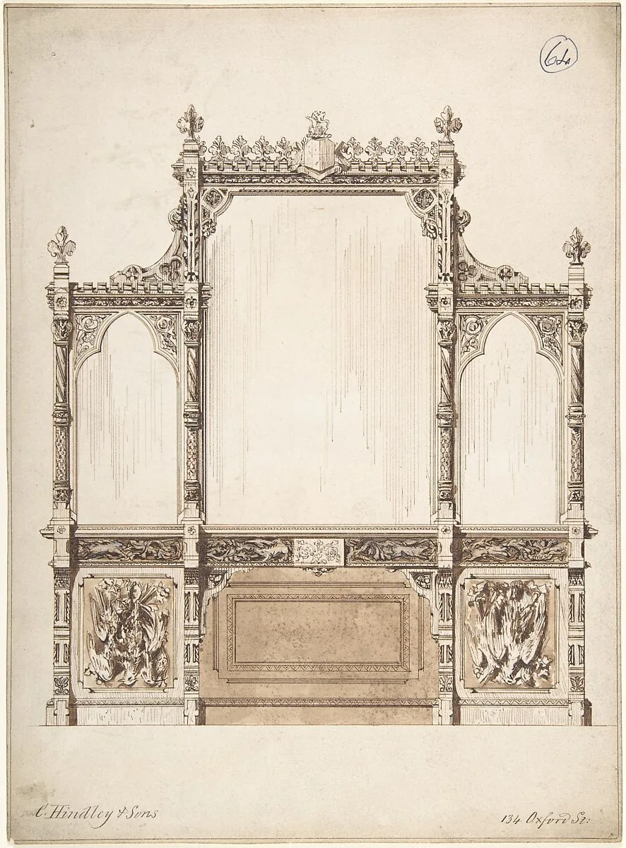 Design for Wall with Wooden Trim — Charles Hindley and Sons