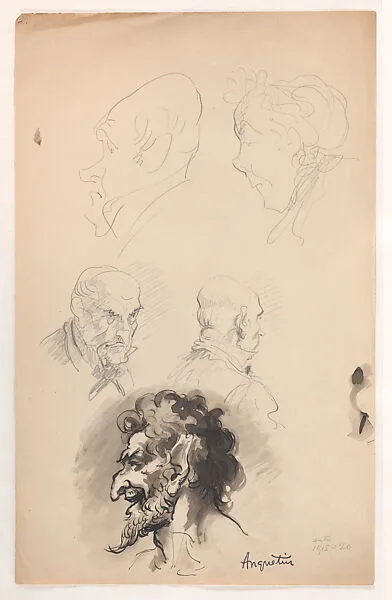 Self-portrait as a faun and four head studies — Louis Anquetin|Louis Anquetin
