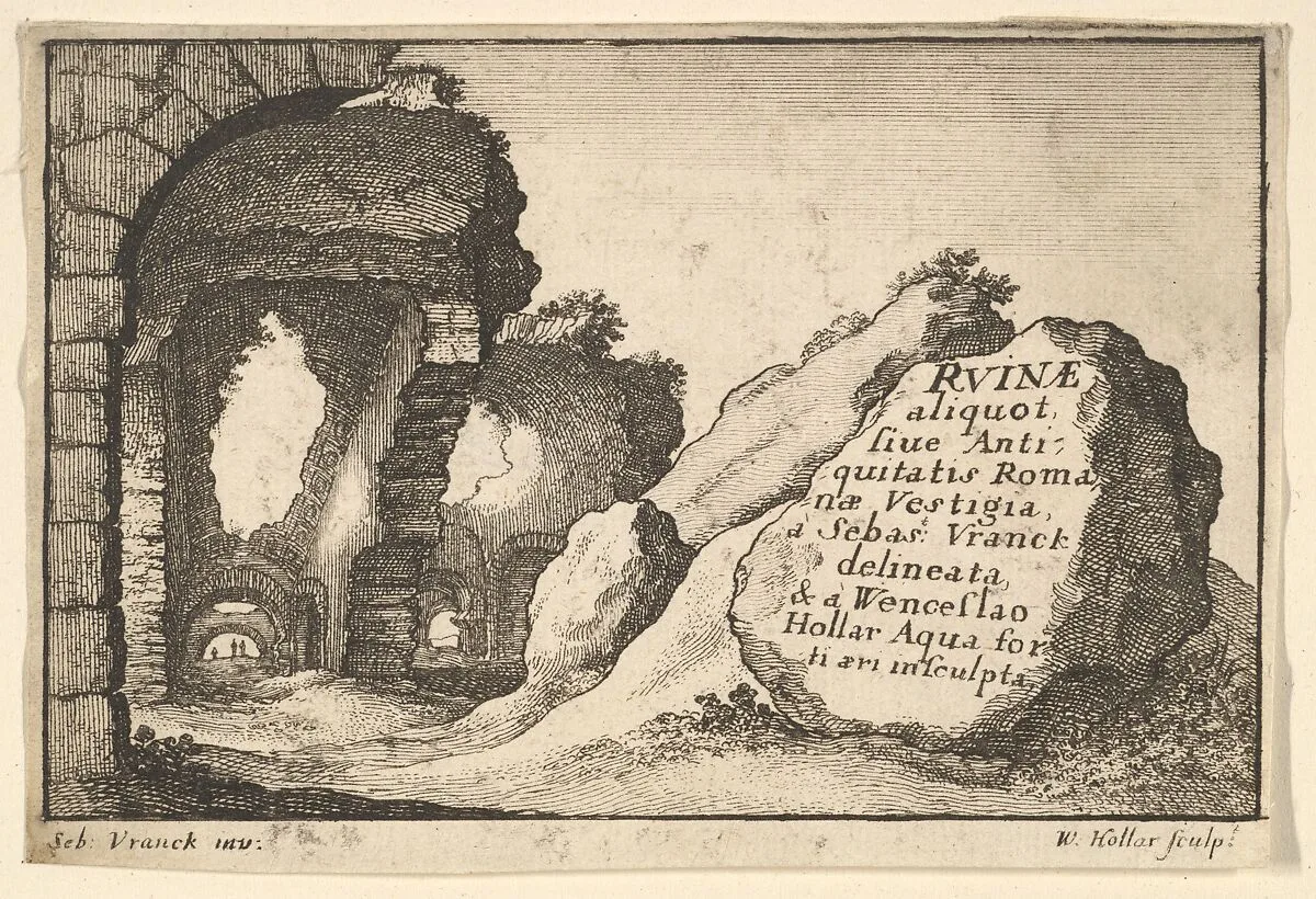 Title plate, from "Roman Ruins" — Sebastiaen Vrancx|Wenceslaus Hollar