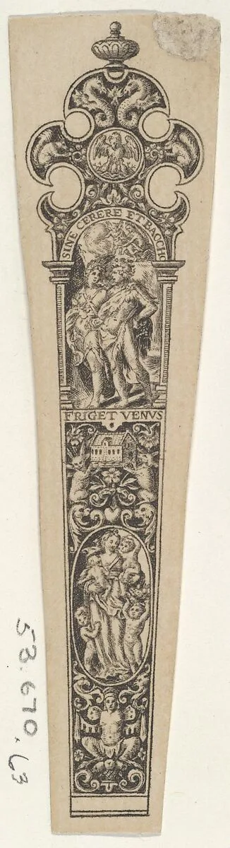 Design for a Knife Handle with 'Sine Cerere et Baccho Friget Venus' — Johann Theodor de Bry