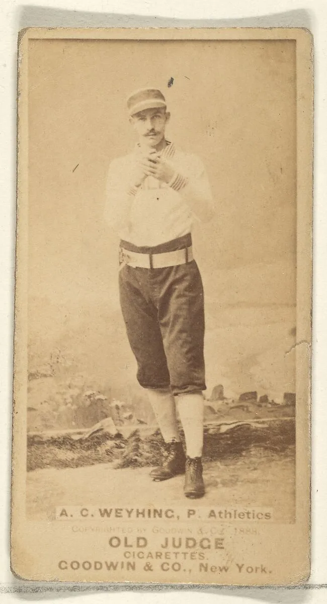 A.C. Weyhing, Pitcher, Philadelphia Athletics, from the Old Judge series (N172) for Old Judge Cigarettes — Goodwin & Company