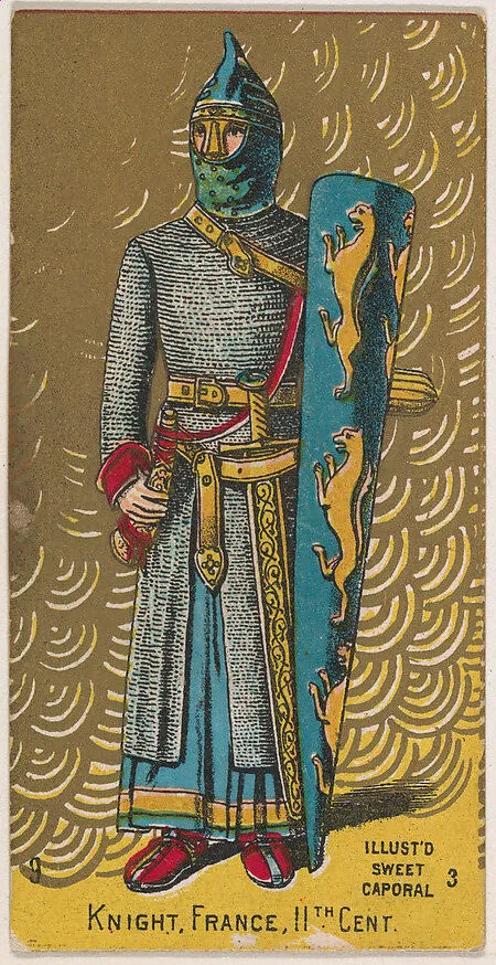 Knight, France, 11th Century, from the Military Series (N224) issued by Kinney Tobacco Company to promote Sweet Caporal Cigarettes — Kinney Brothers Tobacco Company