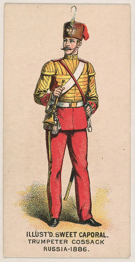 Trumpeter Cossack, Russia, 1886, from the Military Series (N224) issued by Kinney Tobacco Company to promote Sweet Caporal Cigarettes — Kinney Brothers Tobacco Company