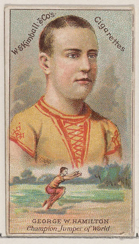 George W. Hamilton, Champion Jumper of the World, from the Champions of Games and Sports series (N184, Type 1) issued by W.S. Kimball & Co. — W.S. Kimball & Co.