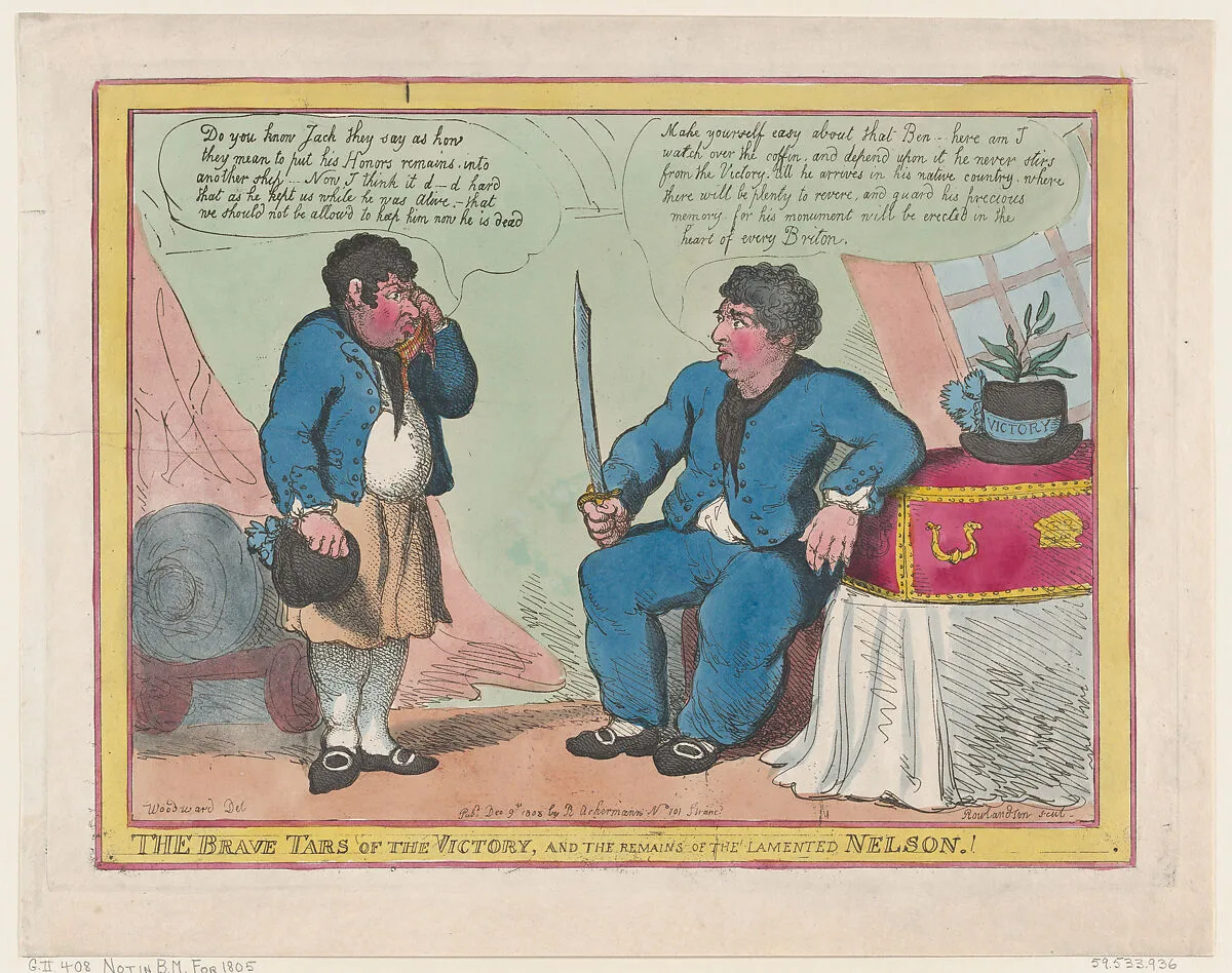 The Brave Tars of the Victory, and The Remains of the Lamented Nelson! — Thomas Rowlandson|Horatio Nelson, Viscount Nelson
