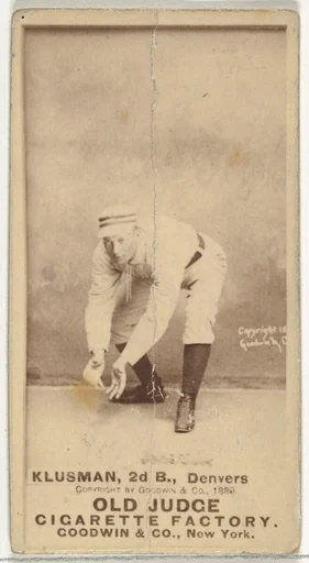 William F. "Billy" Klusman, 2nd Base, Denver, from the Old Judge series (N172) for Old Judge Cigarettes