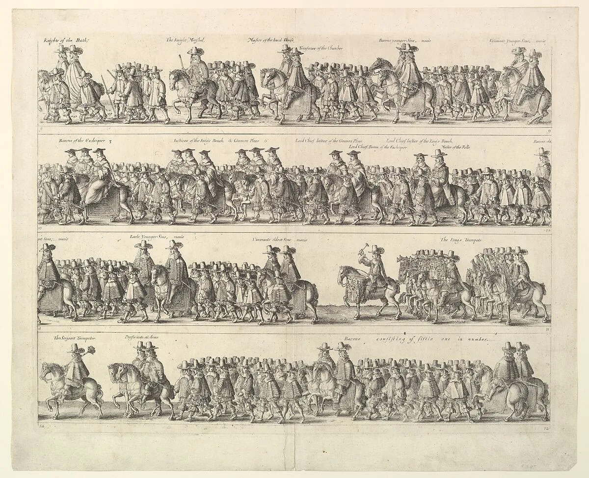 Coronation Procession of Charles II Through London (from John Ogilby's "The Entertainment of...Charles II," London, 1662) — Wenceslaus Hollar|Charles II, King of England, Ireland, Scotland and Wales|John Ogilby