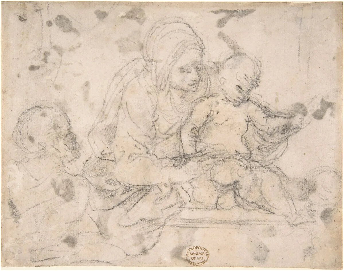 Virgin and Child with Infant St. John the Baptist — Anonymous, Italian, 17th century
