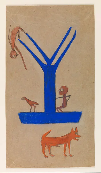 Blue Construction, Orange Figures — Bill Traylor