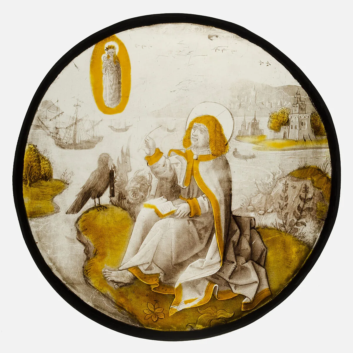 Roundel with Saint John on Patmos — Unknown