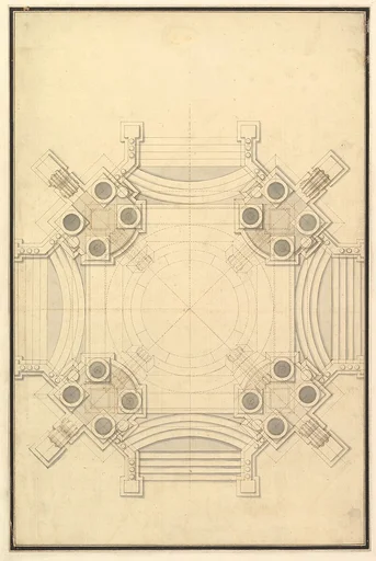 Ground Plan for Catafalque for Johann Wilhelm, Count Palatine of the Rhine (d. 1716).