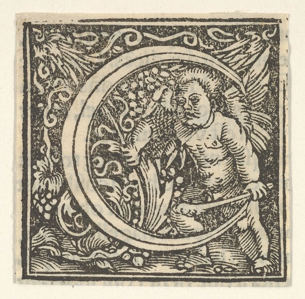 Initial letter C with putto — Heinrich Vogtherr the Elder