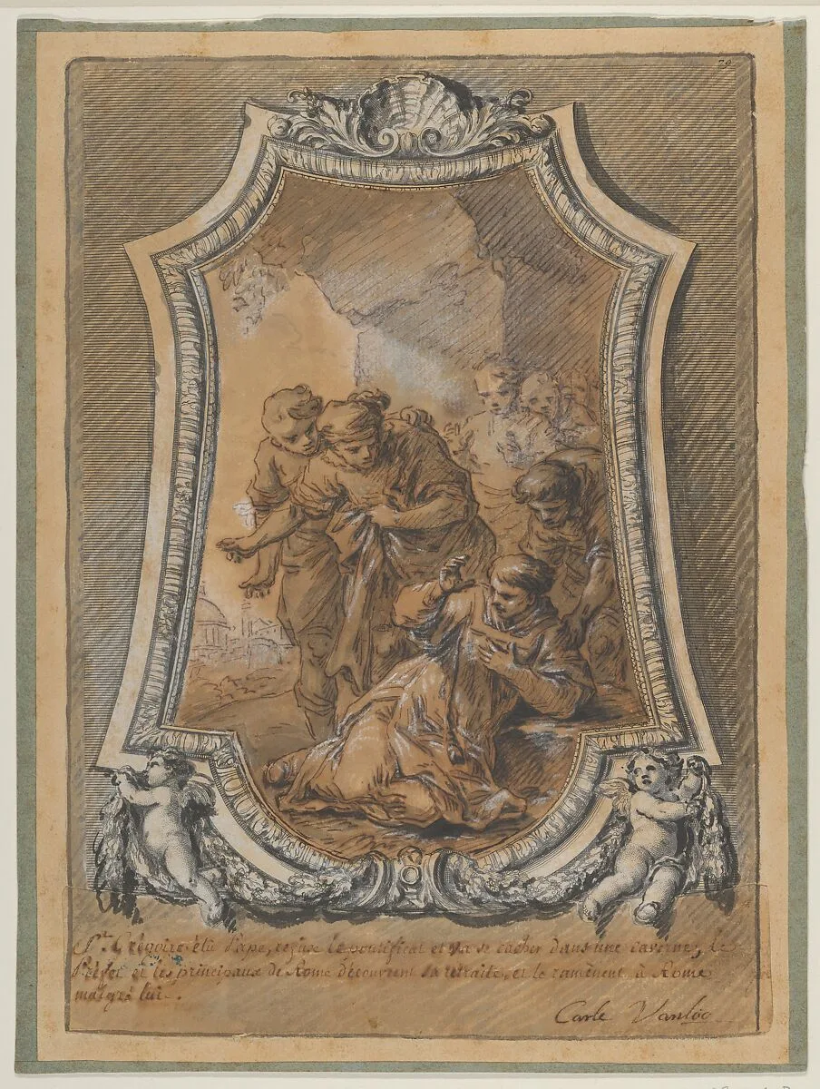 St. Gregory Reluctant to Accept His Election as Bishop of Rome — Carle (Charles André) Vanloo