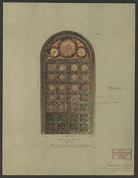 Design for bronze double doors — Louis C. Tiffany|Tiffany Glass and Decorating Company