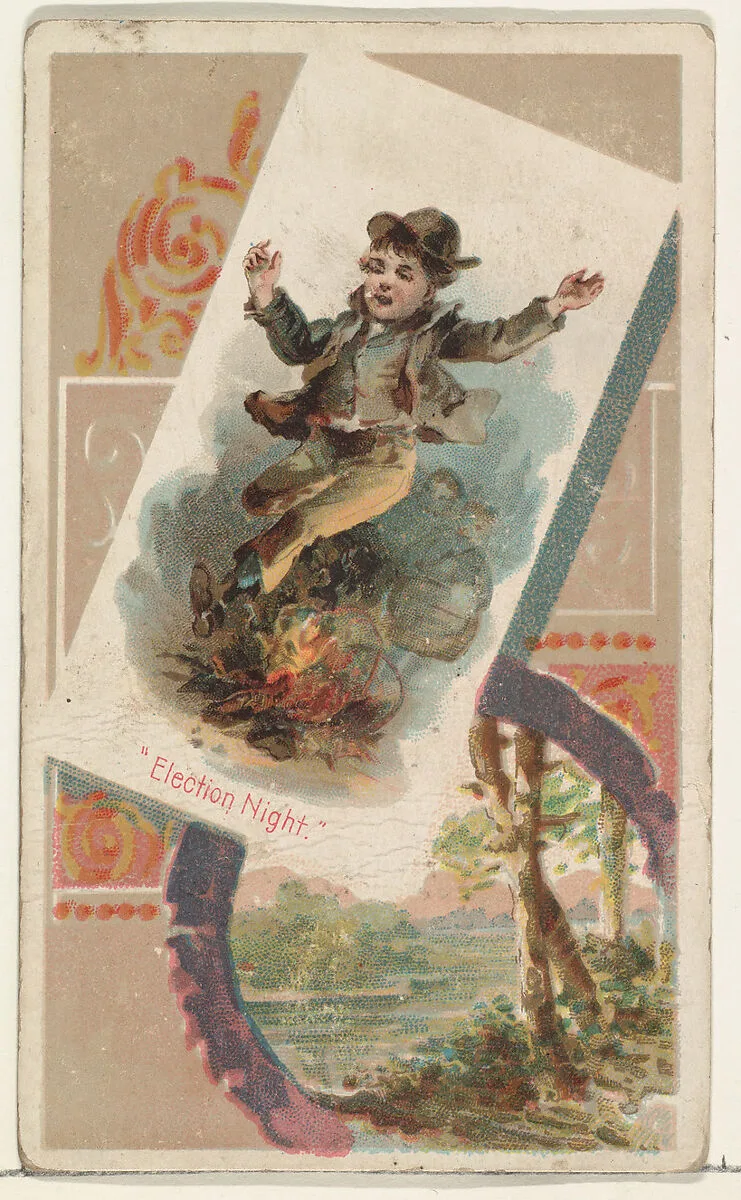 "Election Night," from the Terrors of America set (N136) issued by Duke Sons & Co. to promote Honest Long Cut Tobacco — Knapp & Company|W. Duke, Sons & Co.