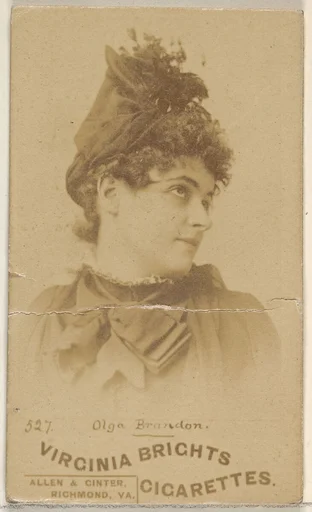 Card 527, Olga Brandon, from the Actors and Actresses series (N45, Type 6) for Virginia Brights Cigarettes