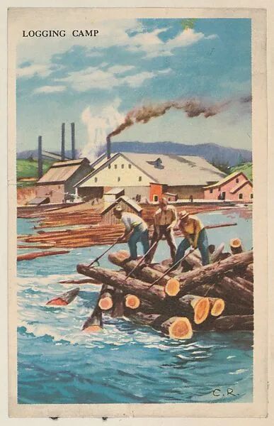 Logging Camp, bakery card from the Nature's Splendor series (D39-7), issued by the Gordon Bread Company — Gordon Bread Company