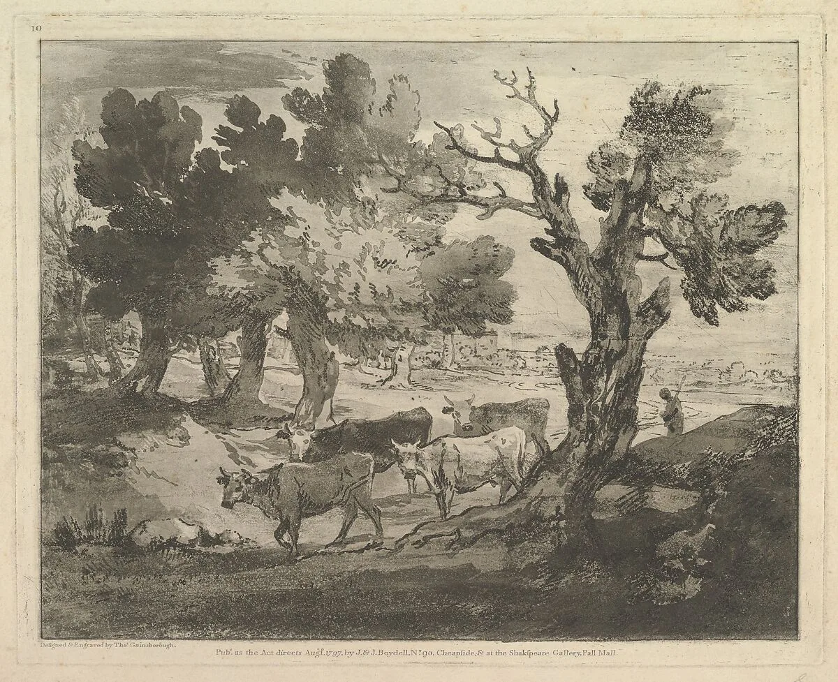 Wooded Landscape with Herdsmen and Cows — Thomas Gainsborough|John & Josiah Boydell