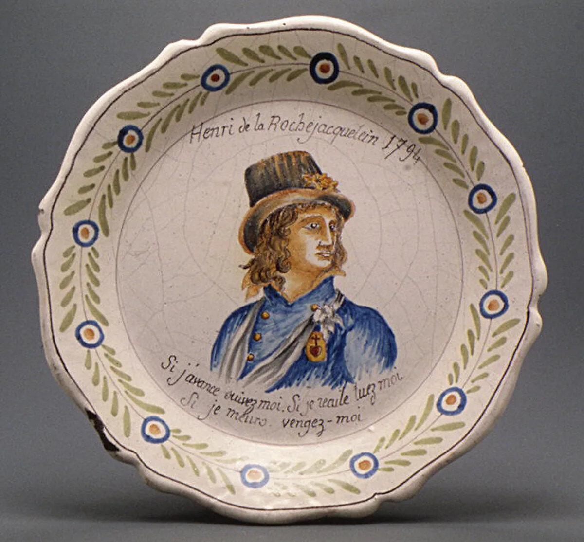 Plate with portrait of Henri de Verger, Comte de la Rochejaquelein — Unknown