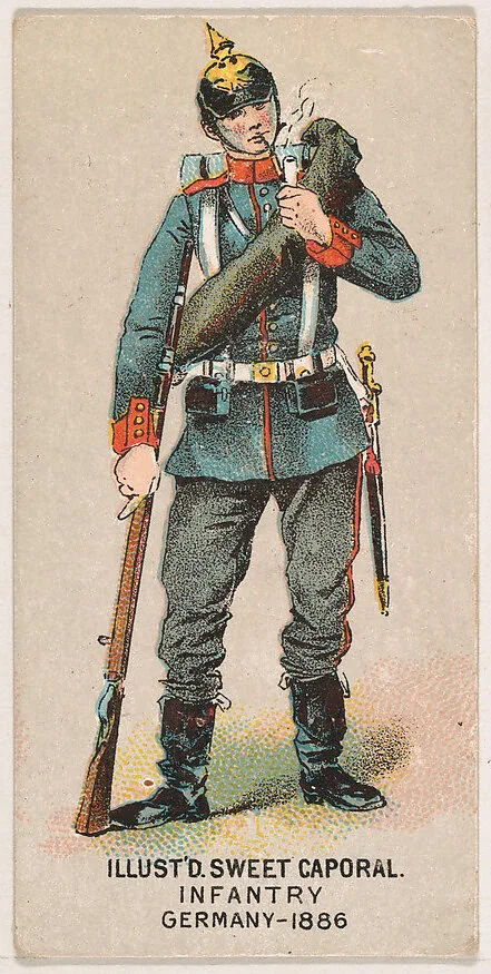 Infantry, Germany, 1886, from the Military Series (N224) issued by Kinney Tobacco Company to promote Sweet Caporal Cigarettes — Kinney Brothers Tobacco Company