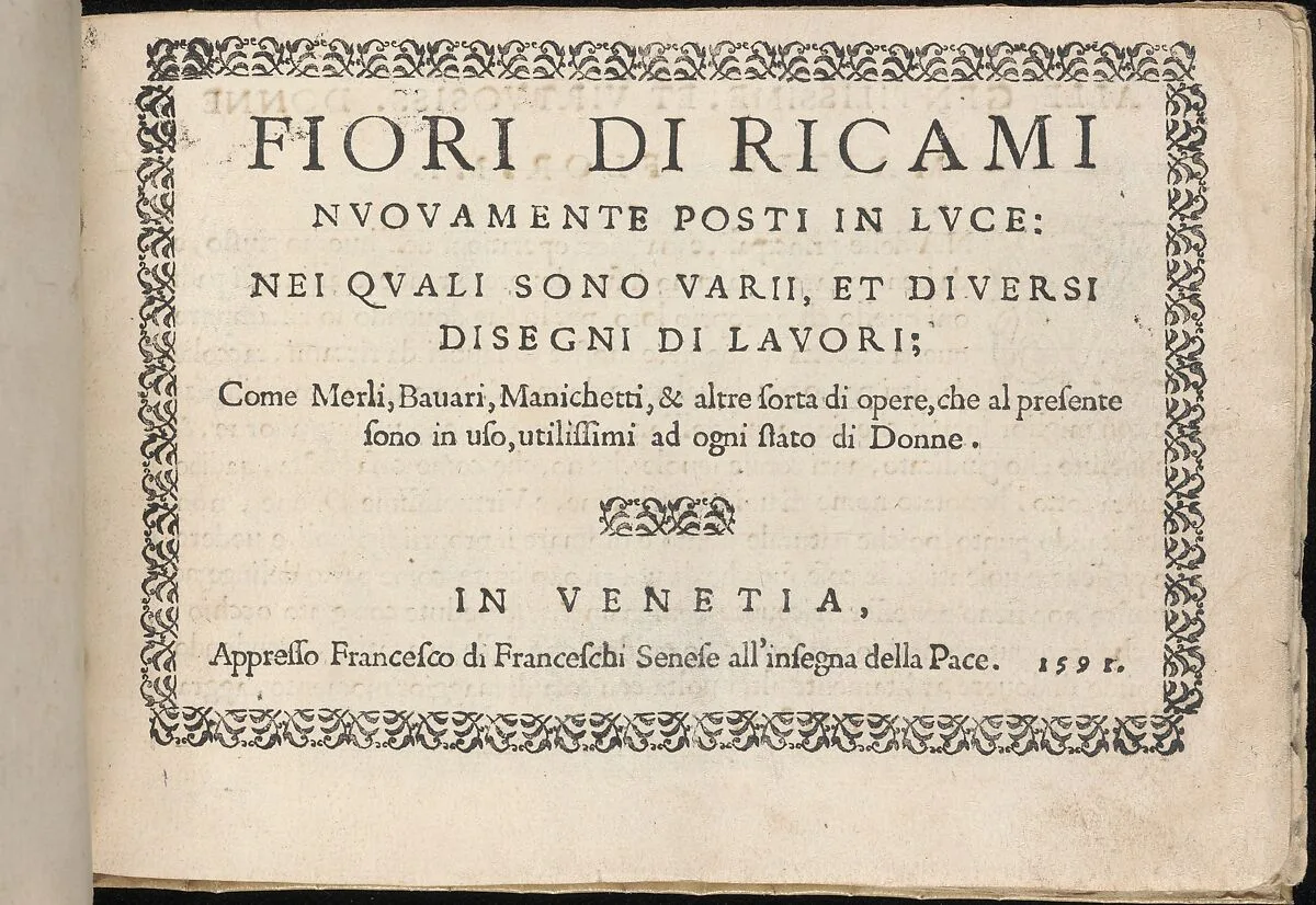 Fiori di Ricami Nuovamente Posti in Luce, title page (recto) — Matteo Florimi|Francesco de' Franceschi