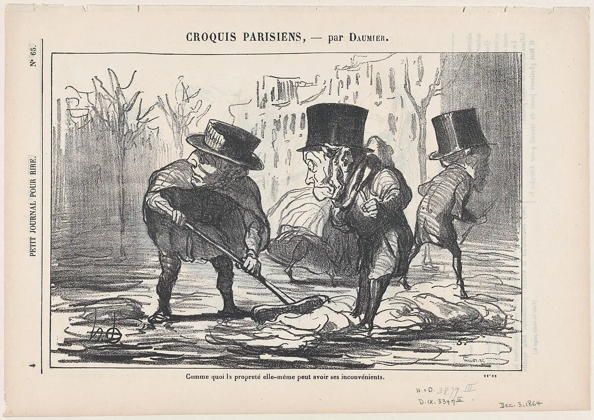 Which shows that even cleanliness can be hazardous, from 'Parisian sketches,' published in Le Journal pour Rire, December 3, 1864 — Honoré Daumier