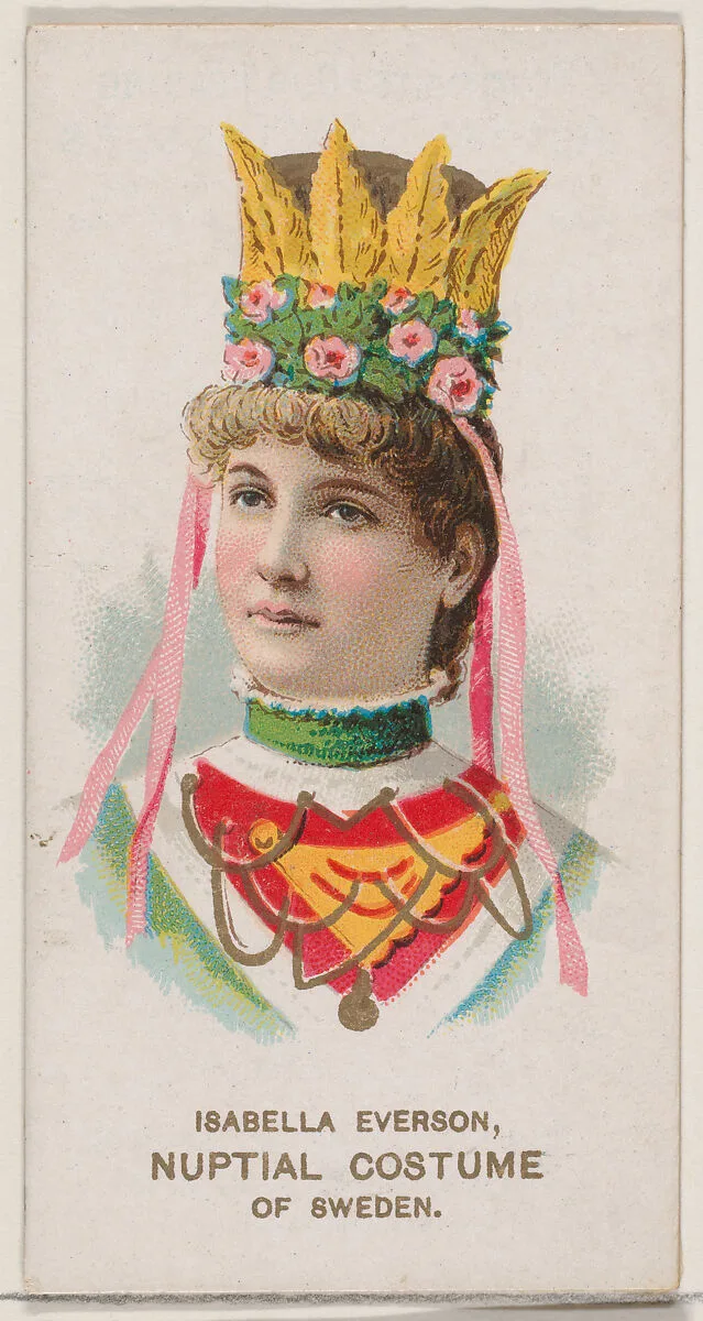 Isabella Everson in Nuptial Costume of Sweden, from the set Actors and Actresses, Second Series (N71) for Duke brand cigarettes — W. Duke, Sons & Co.|Knapp & Company