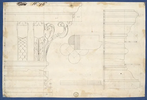 Moldings and Plan for Column on Door of Library Bookcase, from Chippendale Drawings, Vol. II