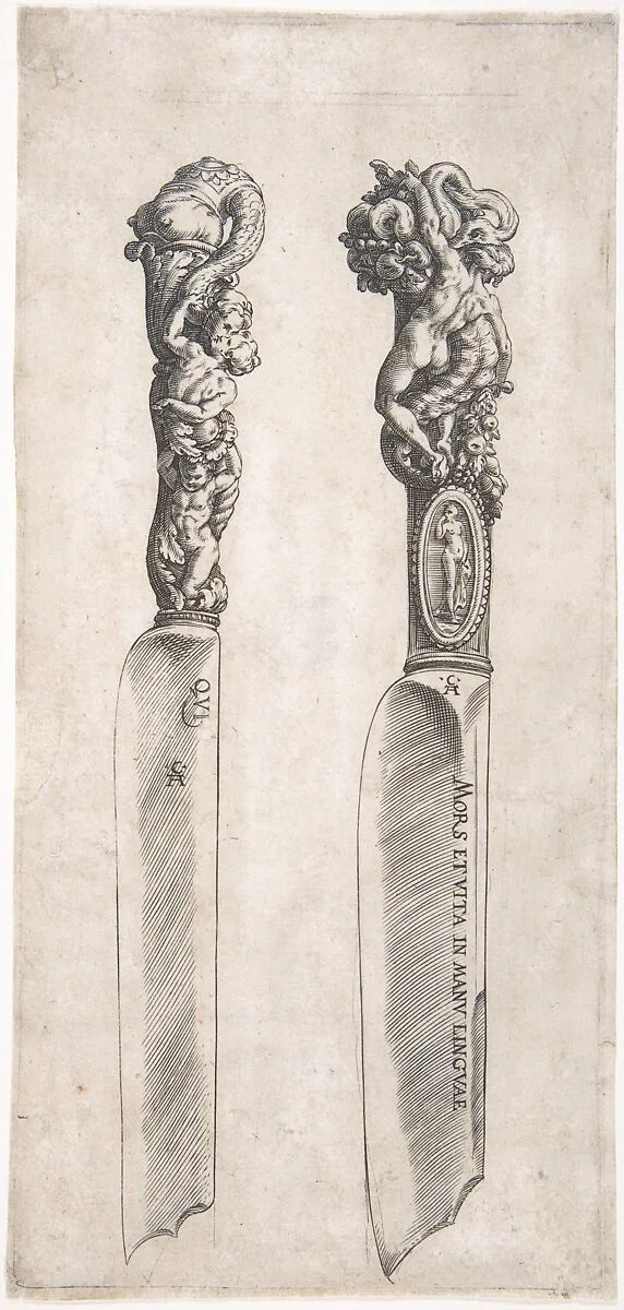 Design for Two Knife Handles — Cherubino Alberti (Zaccaria Mattia)|Francesco Salviati (Francesco de' Rossi)
