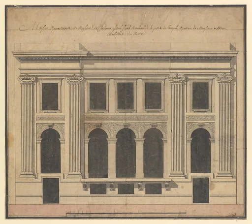 Façade of the Hôtel de Chavannes, Paris (recto); Plan of a Circular Room (verso)