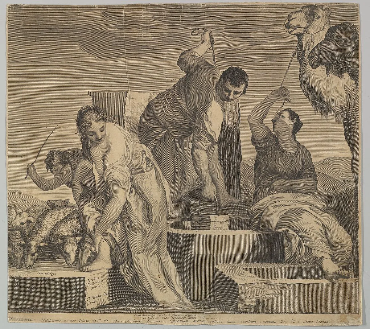Jacob Draws Water for Rachel's Animals (Jacob abreuve le troupeau de Rachel) — Claude Mellan|Paolo Veronese (Paolo Caliari)