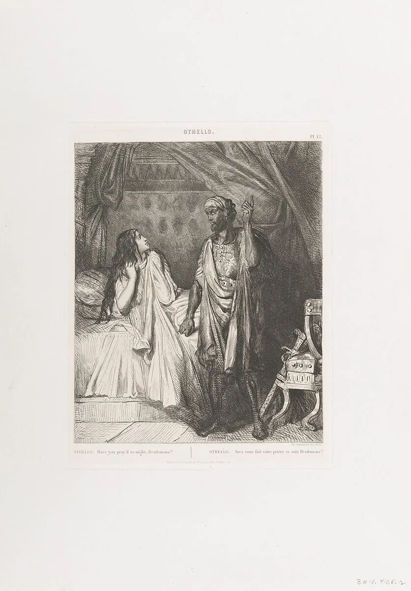 "Have you pray'd tonight, Dedesmona?": plate 12 from Othello (Act 5, Scene 2) — Théodore Chassériau|William Shakespeare