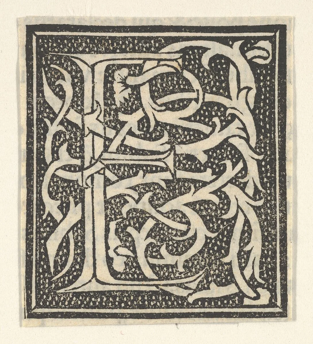 Initial letter E on patterned background — Anonymous, Italian, 16th century