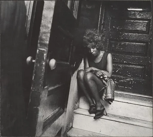 [Street Scene: Exhausted Woman Seated on Stoop, New York City]