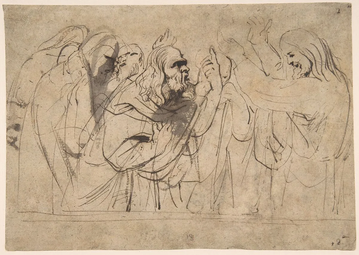 Christ and the Pharisees; verso; Christ and a Pharisee — Anthony van Dyck