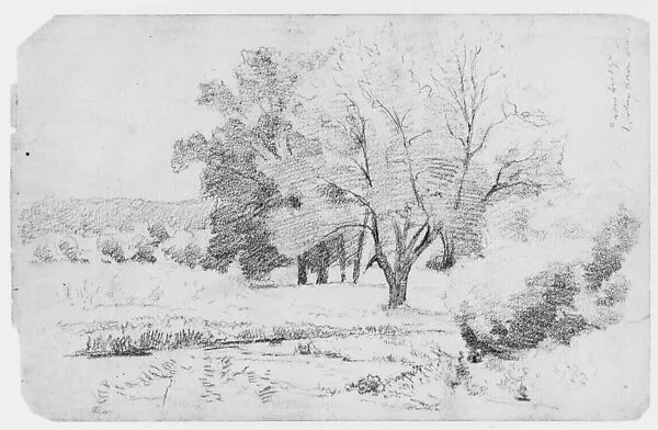 Landscape (from Bridge/ Looking Down Stream) (from Sketchbook) — Thomas Moran