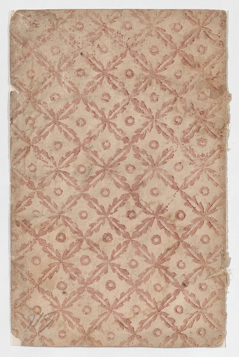 Sheet with overall pattern of flowers and circles — Anonymous