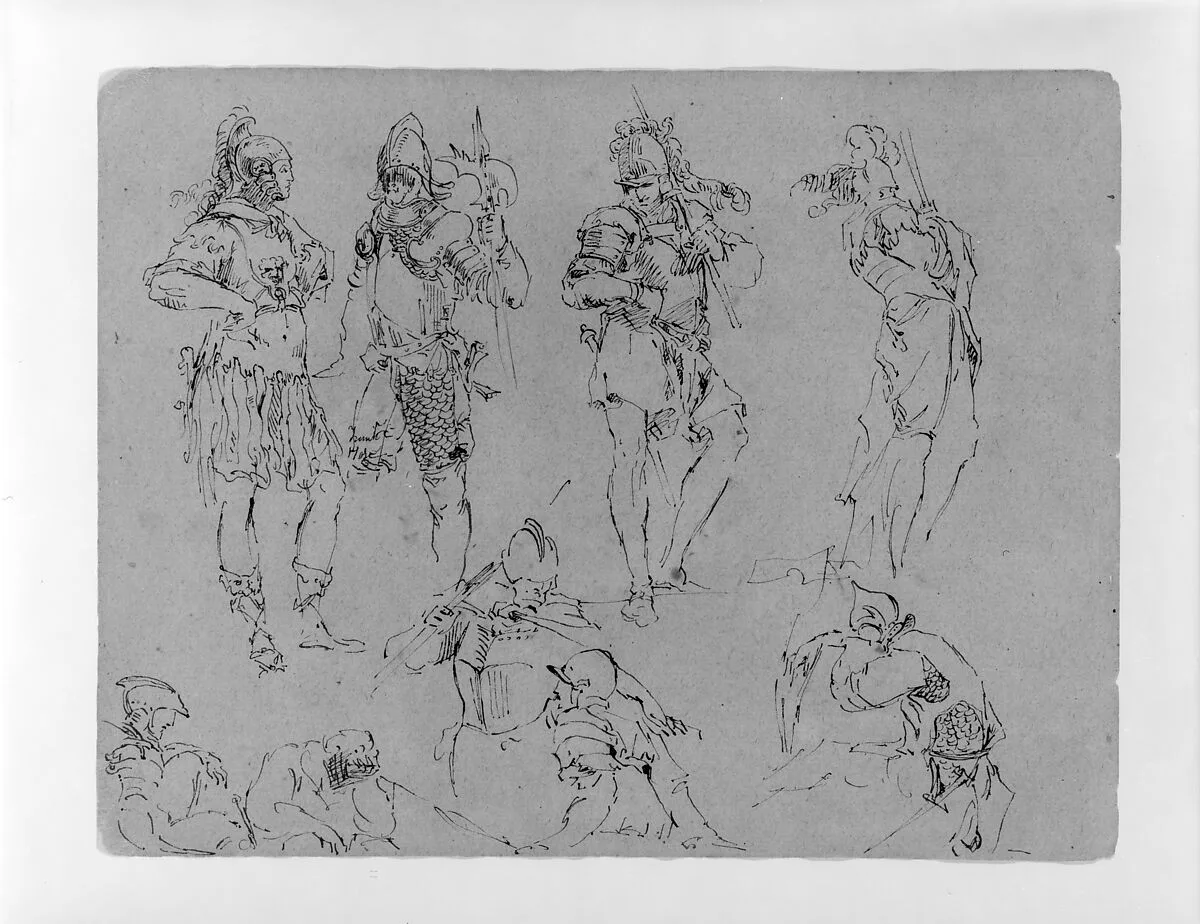 Nine Figures in Military Dress (from Sketchbook) — Thomas Sully