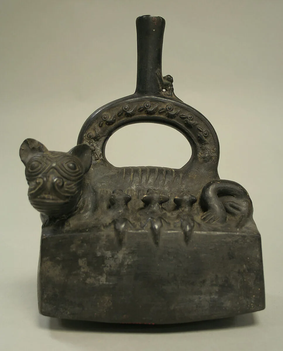 Stirrup Spout Bottle with Suckling Puma — Unknown