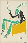 Caricature: Cricket in an Armchair — Ludwig Heinrich Jungnickel|Wiener Werkstätte