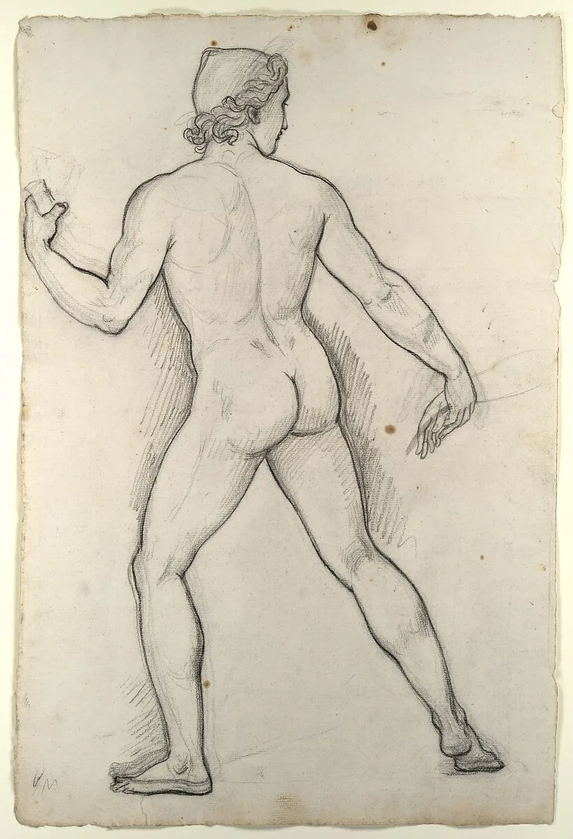 Male Nude, Study for "Castor and Pollux Freeing Helen" — Joseph-Ferdinand Lancrenon