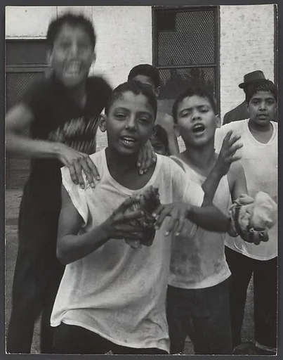 [Five Boys in Tee Shirts Mugging for the Camera, New York City]