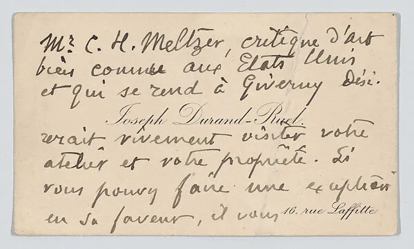 Joseph Durand-Ruel, calling card — Anonymous