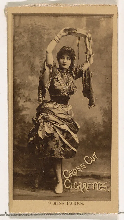Card Number 9, Miss Parks, from the Actors and Actresses series (N145-2) issued by Duke Sons & Co. to promote Cross Cut Cigarettes — W. Duke, Sons & Co.