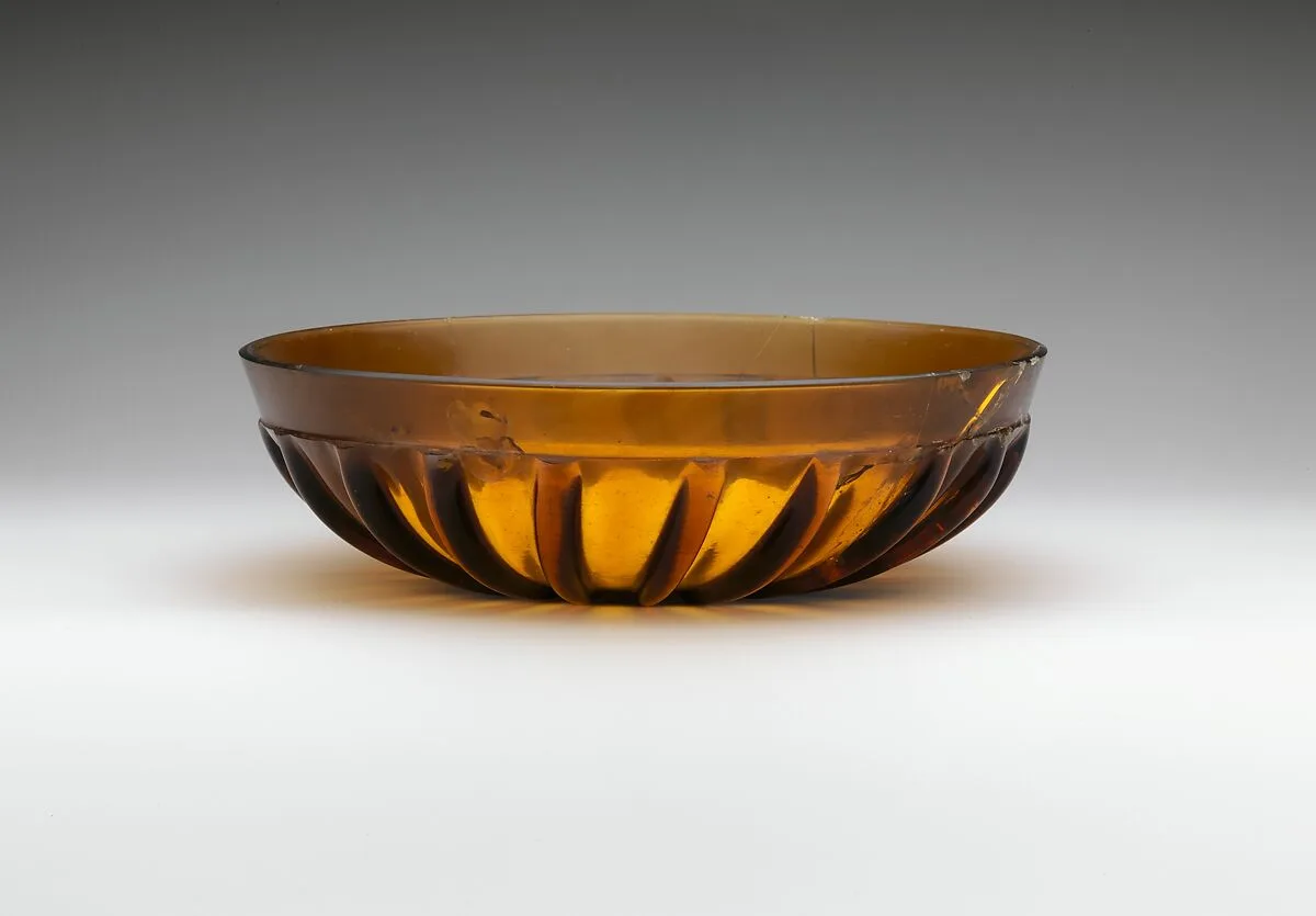 Glass ribbed bowl — Unknown