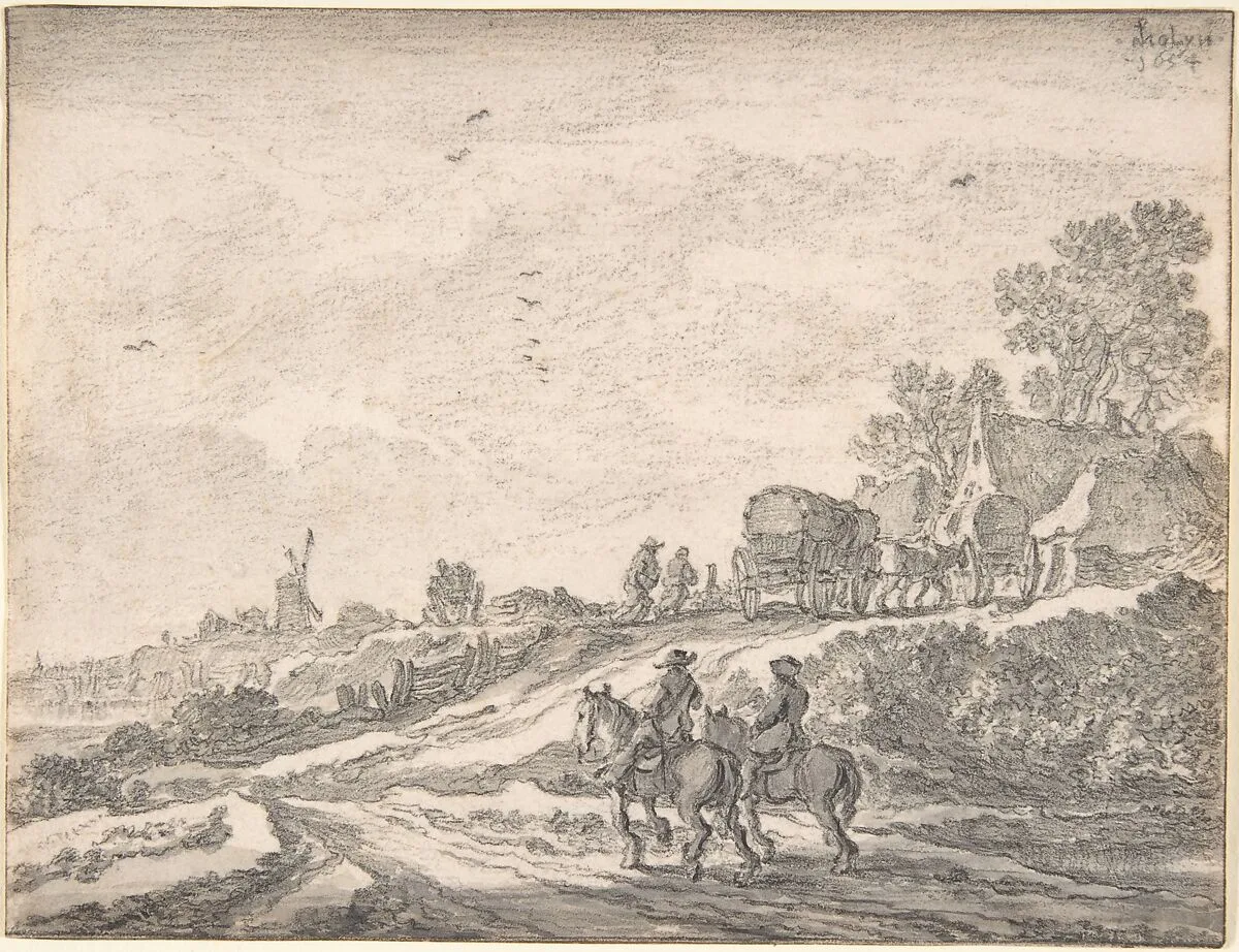 Landscape with Two Men on Horseback — Pieter de Molijn