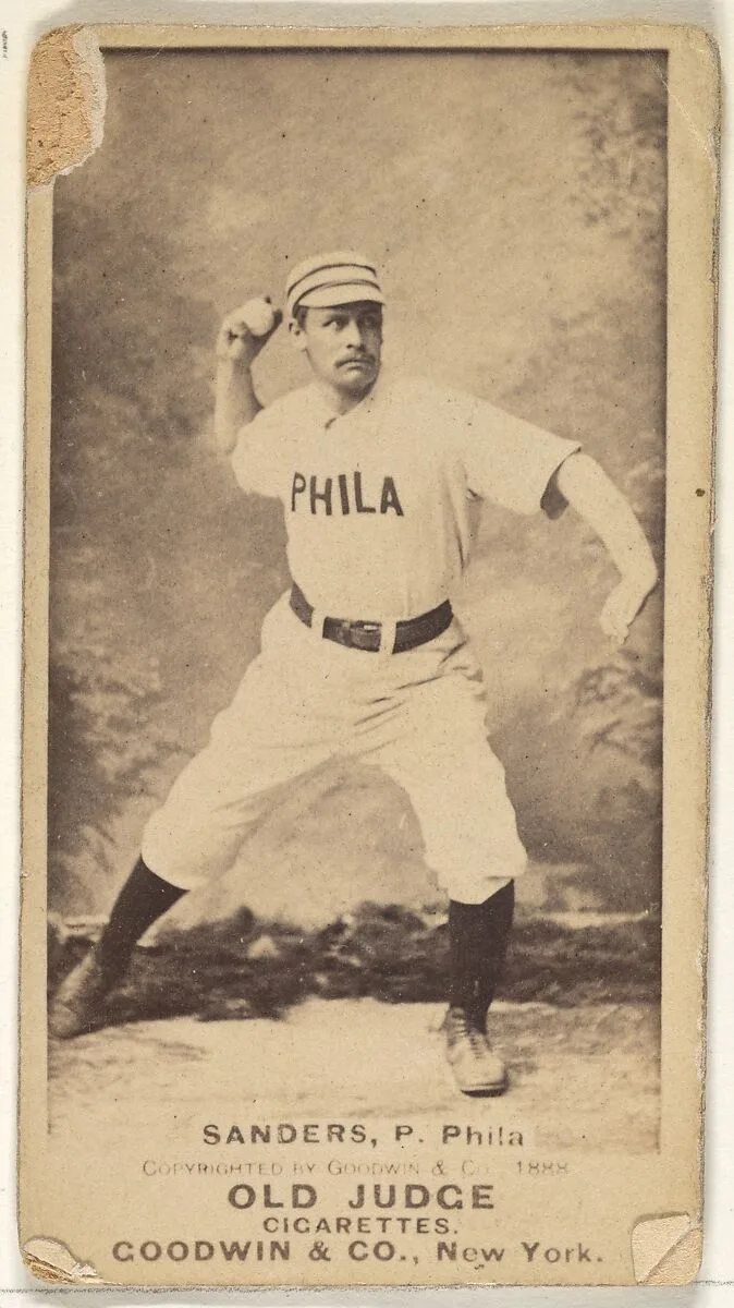 Alexander Bennett "Ben" Sanders, Pitcher, Philadelphia, from the Old Judge series (N172) for Old Judge Cigarettes — Goodwin & Company