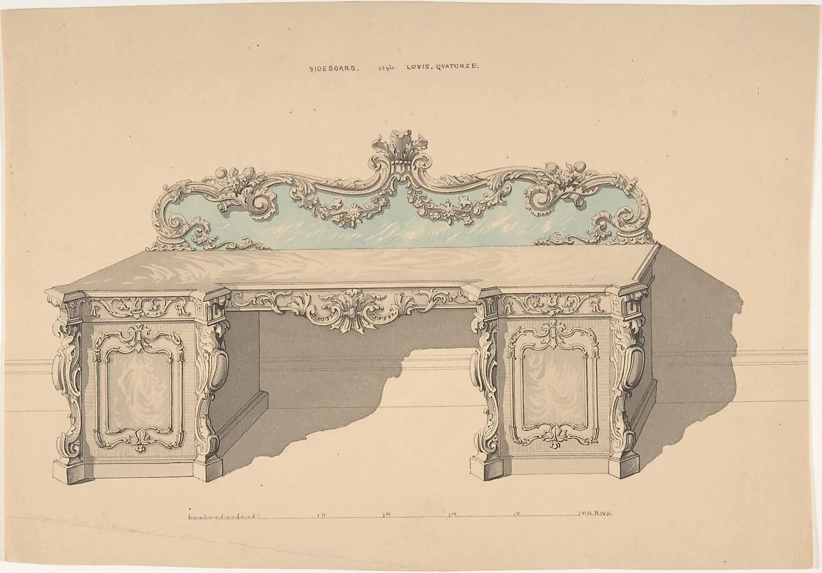 Design for Sideboard, Louis Quatorze Style — Robert William Hume