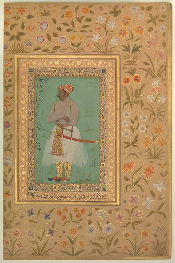 "Portrait of Maharaja Bhim Kanwar", Folio from the Shah Jahan Album