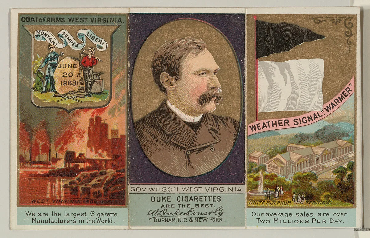 Governor Wilson, West Virginia, from "Governors, Arms, Etc." series (N133-2), issued by Duke Sons & Co. — W. Duke, Sons & Co.